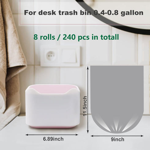 0.5 Gal Trash Bags Small 240 pcs Clear Strong Tiny Garbage Bags for Mini Desk Trash Can, Fit 0.4-0.8 Gal...