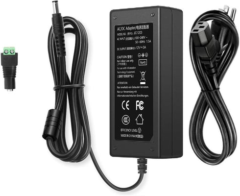 DC 12 Volt 3 Amp Power Supply, AC to DC 12V 3A Power Adapter, 100-240V AC Input to DC 12V 3A Power Supply Adapter, 5.5mm x 2.5mm DC Plug & 1 Femal...