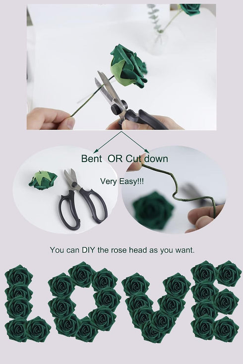 50pcs Artificial Flower?Real Touch Artificial Foam Roses Decoration DIY for Wedding Bridesmaid Bridal Bouquet Centerpieces Party -Army Green...