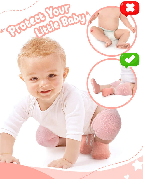 BOSONER Baby Crawling Anti-Slip Knee and Socks for Boys And Girls Best Infant Gift, Unisex Baby Toddlers Kneepads (Blue Pink Grey) 6-24 Months...