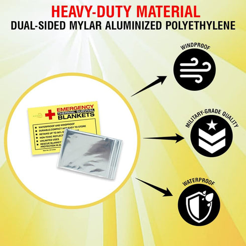(4 Pack Emergency Thermal Survival Blankets, Mylar Blankets for Outdoor, Camping, Hiking, Survival, Large Silver Thermal Sheets, Heavy Duty Gear (...