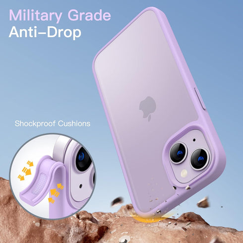 JETech Matte Case for iPhone 14 6.1-Inch, Shockproof Military Grade Drop Protection, Frosted Translucent Back Phone Cover, Anti-Fingerprint (Light...