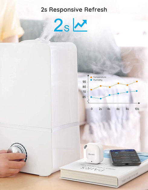 Govee Bluetooth Hygrometer Thermometer, Wireless Thermometer, Mini Humidity Sensor with Notification Alert, Data Storage and Export, 262 Feet Conn...