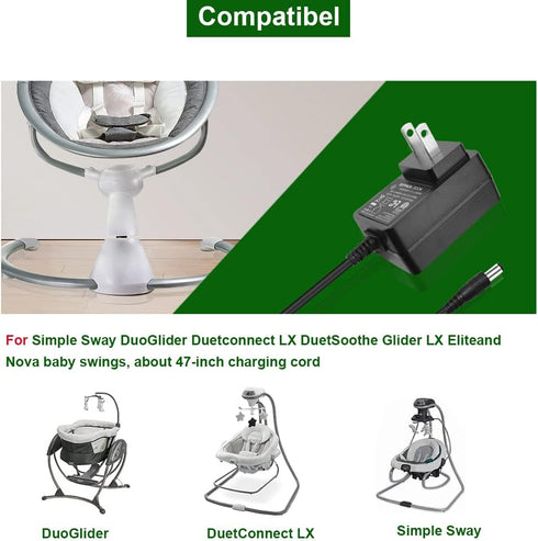 5V Baby Swing Replacement AC Adapter Power Cord Compatible for Graco Swing, Simple Swing, Glider LX, Glider Elite, Glider Petite LX, Sweetpeace, S...