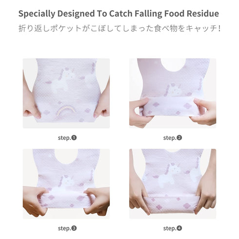 Baby and Infant Disposable Travel Bibs - Soft, Leakproof, for Toddlers Babies, Feeding, Traveling, (60PCS) Unicorn...