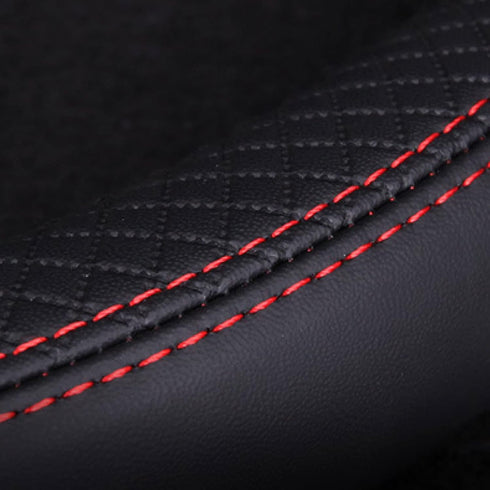 Rehomy D Shaped Breathable Leather Anti-Slip Car Steering Wheel Cover Flat Bottom 14.5-15.25 Universal Fit...