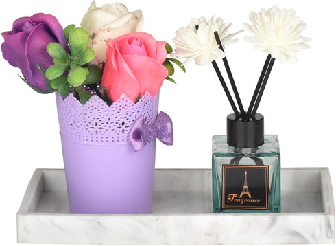 DNC Bathroom Tray for Counter, 2PC 7.9" Silicone Vanity Tray for Countertop, Kitchen Sink Soap Tray for Dish Holder Dispenser Toilet Tank Desk Org...