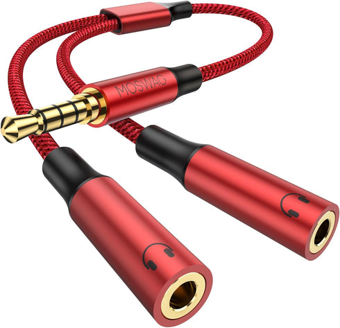 MOSWAG Headphone Mic Splitters Adapter Audio Headphone Connector Mutual Convertors for Gaming Headset, PS4, Xbox One, Notebook, Mobile Phone and T...