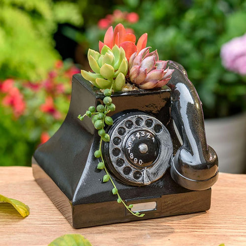 Yardwe 1pc Plant Pot Animal Succulent Planter Pots Telephone Shaper Flowerpot Retro Flower Pot Modern Cute Flower Pots Vintage Flower Pot Garden F...