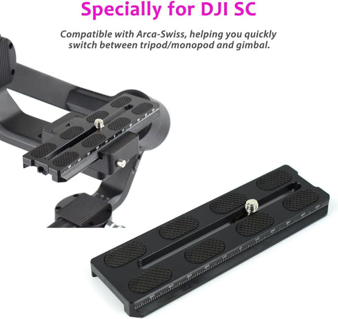 Aluminum Quick Release Plate 120mm for DJI Ronin SC Gimbal,Camera Mounting Plate Compatible Arca-Swiss with 1/4" Hole for Gimbal Stabilizer Tripod...