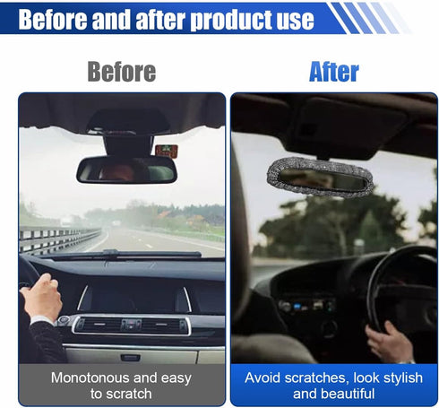 Bling Rearview Mirror Cover, Elastic Plush Car Rear View Mirror Protector with Shiny Rhinestones, Crystal Car Rearview Decorative Cover Charm, Car...