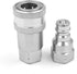 1/4" NPT Thread ISO A Hydraulic Quick Connect Coupling Coupler with Dust Caps...