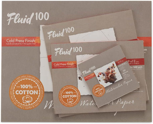 Fluid 100 Watercolor Paper, 11 x 14 Pochette, 8 Sheets, 140 lb (300 GSM) 100% Cotton Cold Press for Artist Painting and Wet Media...