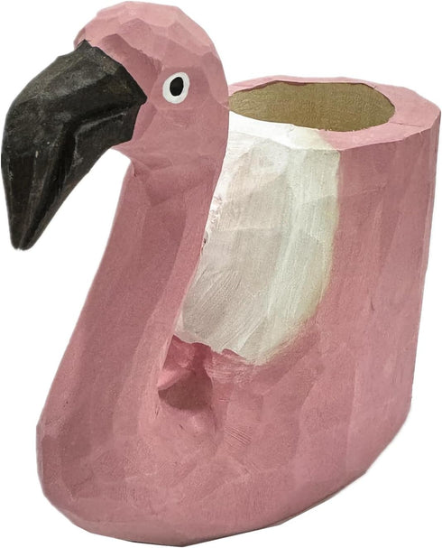 TANG SONG Creative Wood Carving Handicrafts Flamingo Pen and Pencil Holder Office Desk Supplies Organizer Pencil Cup...