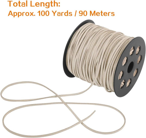 Tenn Well 2.6mm Suede Cord, 100 Yards Flat Faux Leather Cord String for Necklaces, Bracelets, Jewelry Making, Beading and DIY Crafts (Ivory)...