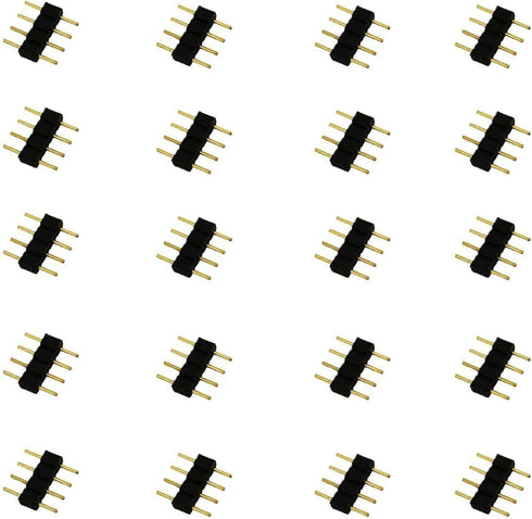 20pcs 4 Pin LED Strip Connector Male to Male Adapter Plug for SMD 5050 3528 2835 RGB LED Strip TV Backlight LED Tape Flexible LED Ribbon LED Rope ...