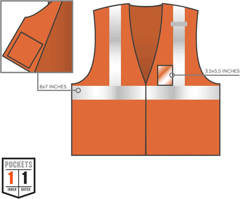 Ergodyne GloWear 8216BA ANSI High Visibility Breakaway Reflective Safety Vest with ID Badge Holder, Orange, 4X-Large/5X-Large...