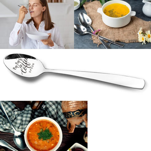 Pop Pop's Coffee Spoon Engraved Stainless Steel Funny, Papa Gifts, Best Teaspoon Coffee Spoon Gifts for Grandpa Dad Birthday Fathers Day Christmas...