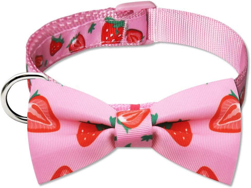 azuza Dog Collar Bow tie, Lovely Pink Dog Collars with Bowtie for Small Dogs...