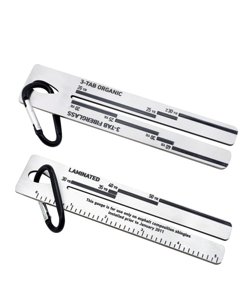2Pcs 4/09 Shingle Gauge,Measuring Tool for Roof Shingle,Roof Pitch Gauge with Carabiner,Equipment for Measuring and Analyzeing The Thickness of Ro...