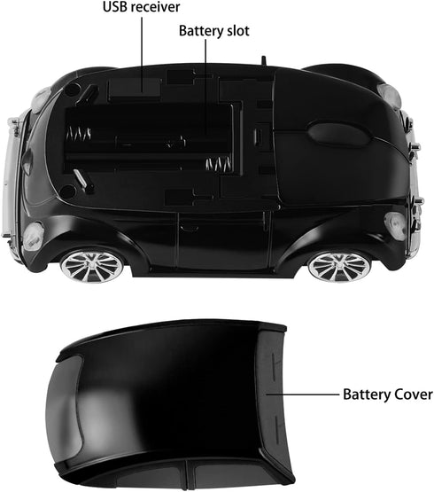 2.4GHz Wireless Mouse Cool Sports Car Shaped Computer Mouse 1200DPI Less Noise Portable USB Mouse Cordless Mouse for PC Laptop Computer Notebook K...