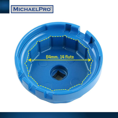 MichaelPro MP009057 Oil Filter Cap Wrench for Toyota, Lexus, Fits Most 6 & 8 Cylinder Engines / 2.5L to 5.7 L Engines, 64.5mm 14 flutes- Easily Re...