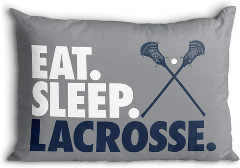 ChalkTalkSPORTS Eat Sleep Lacrosse Pillowcase for Guys | Home Decor | Gray...