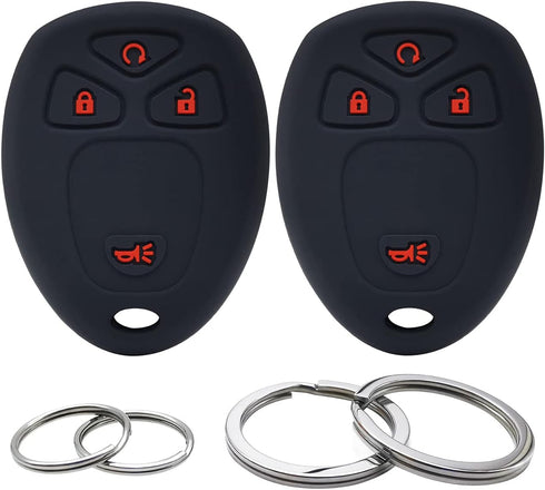2Pcs Silicone 4 Buttons Key Fob Cover Remote Case Keyless Protector Compatible with Chevrolet Silverado Suburban Tahoe Traverse GMC Acadia Savana ...