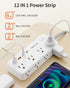 Power Strip Surge Protector, 5FT Braided Extension Cord with Multiple Outlets-8 AC Outlets 4 USB Ports (2 USB C), Flag Plug Charging Station, 1700...
