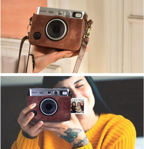 MUZIRI KINOKOO Case for Instax Mini EVO Camera - PU Leather Protective Case with Opening Bottom for Fuji Instax Mini EVO with Adjustable Shoulder ...