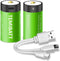 Rechargeable D Batteries, 2-Pack 1.5 Volt 12000mWh Li-ion D Battery for Household and Office Devices...