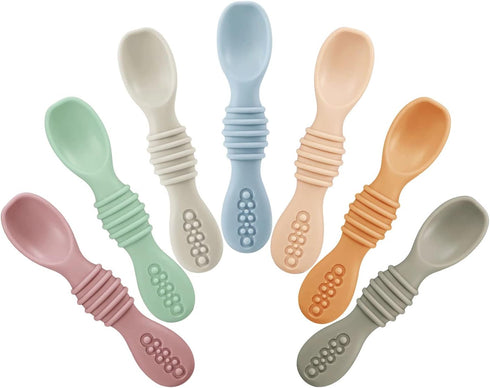 PandaEar 7 Pack Baby Led Weaning Spoons| Silicone Baby Spoons Self Feeding Utensils, Toddler Infant Feeding Spoon First Stage...