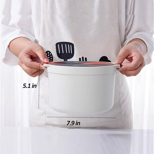 Microwave Rice Cooker Steamer, 2L Rice Maker Pasta Cooker with Strainer & Steamer Basket, MIATTCLD BPA Free Plastic Microwaveable Cookware Set for...