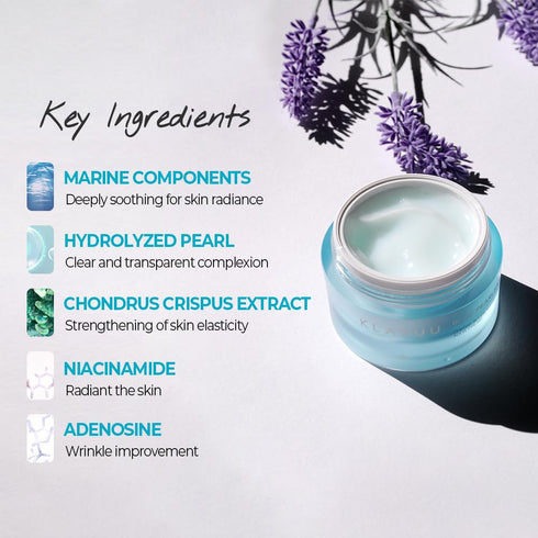 BLUE PEARLSATION ONE DAY 8 CUPS AQUA CREAM–Cooling Effect & Light Weight Texture, Hypoallergenic Soothing & Wrinkle Care Cream with Niacinamide, M...