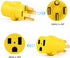 NEMA 14-50P to 6-50R Welder Adapter Connector, 50Amp 4 Prong Male Plug to 3 Prong Female Receptacle Adapter for Welder Generator RV EV Charger, Ye...