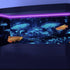 36X20IN Blacklight Cyan Mushroom Black Light Aquarium Background UV Reactive Background Starry Sky Moonlight Terrarium Background with 10 EVA Doub...
