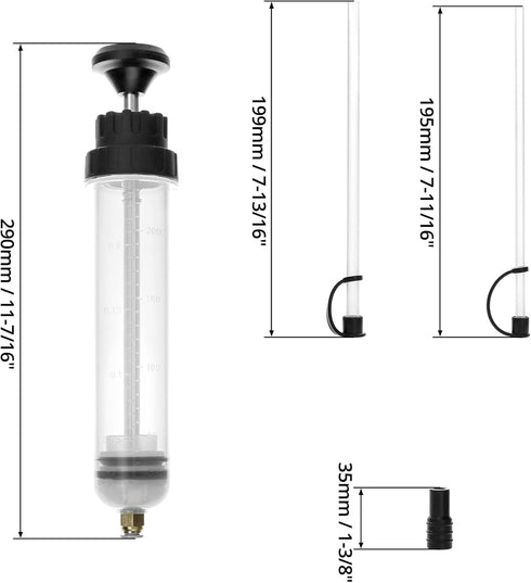 QWORK 200CC/200ML/0.21Qt./7OZ Extraction&Fill Pumb, Syringe Style Manual Automotive Pump,Gear Oil, and Brake Fluid Extractor...