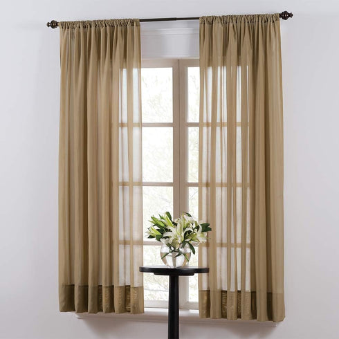Thermoregulating Semi-Sheer Curtains – Energy-Saving Privacy Panels with UV Light Deflection, Heat & Cold Insulation (Taupe, 108" L x 59" W, Pack ...