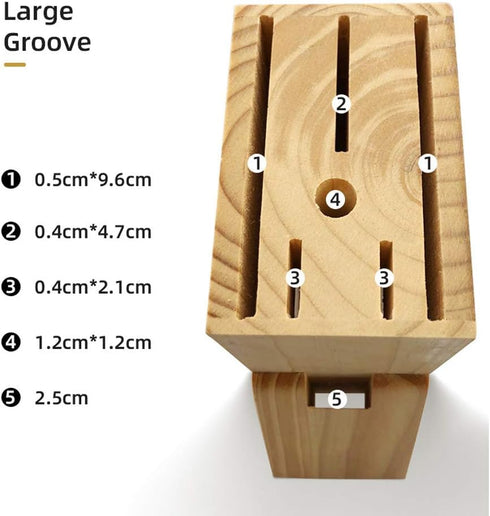 Wooden Knife Block Countertop Knife Holder Knife Organizer with Scissors-Slot for Kitchen...