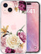 Designed for iPhone 15 Case, for Girls Woman, Clear Cute Pink Purple Floral Flowers Design Hard Back Soft Bumper Shockproof Protective Phone Cover...