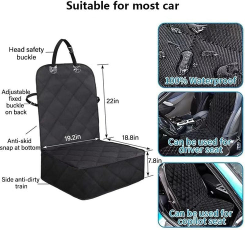 Front Dog Car Seat Cover - Waterproof Car Seat Covers for Dogs Front Seats Only Car Seat Protector for SUV Trucks Sedans Front Seat Universal - Bl...