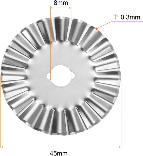 HARFINGTON 2pcs Rotary Cutter Blades 45mm Small Wave Blade SKS-7 Steel Sharpness Replacement Rotary Blade Quilting Rotary Cutter Blades for Fabric...