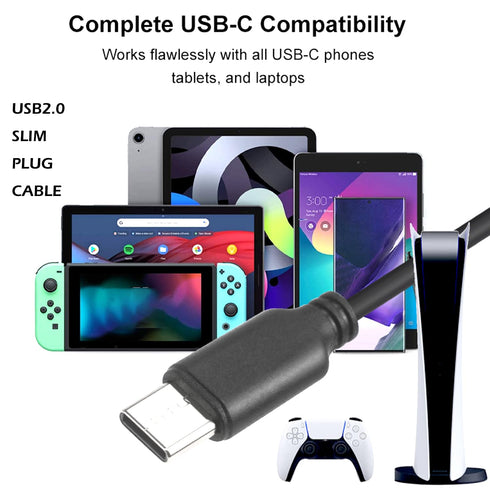 Slim USB C to USB A 15ft Cable, Long USB2.0 Cable USB A to Type C Fast Charging Long Charging Cable for PS5, Keyboard, Mouse and More! The Wire Di...