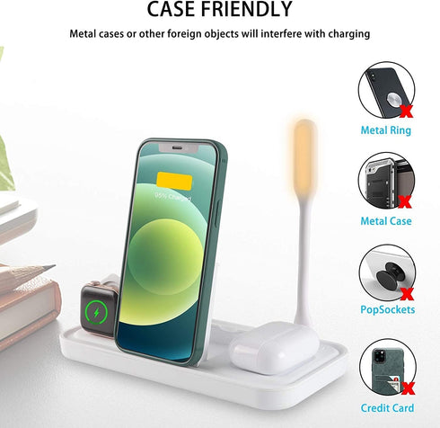 Super Space Wireless Charger,4 in 1 Charging Station for iPhone 13 12 Pro Max Xr X Xs 11 8,Qi Fast Charging Stand with Night Lamp for......