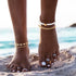 Adzoni Gold Ankle Bracelets for Women 4Pcs 14K Gold Plated Anklets Layered Beaded Chains Waterproof Anklets Set Summer Beach Jewelry Gift for Wome...