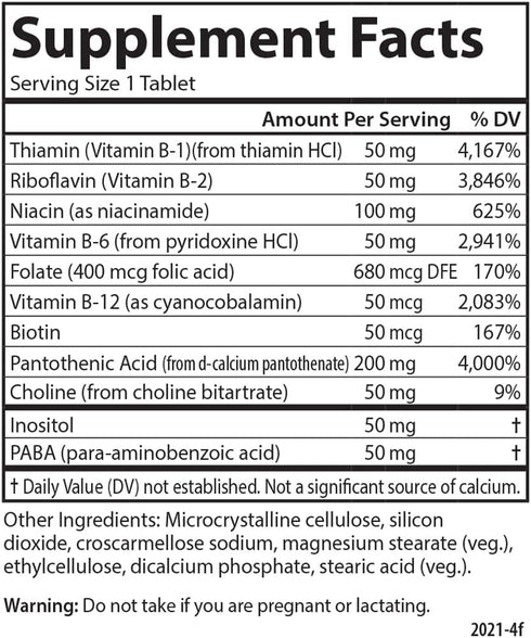 Carlson - B Compleet 50, Balanced Vitamin B Complex, Energy Production, Cellular Support & Optimal Wellness, 100 Tablets...