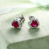 Gem Stone King 925 Sterling Silver Heart Shape Red Zirconia Earrings and Pendant Set For Women (3.45 Cttw, with 18 Inch Silver Chain)...