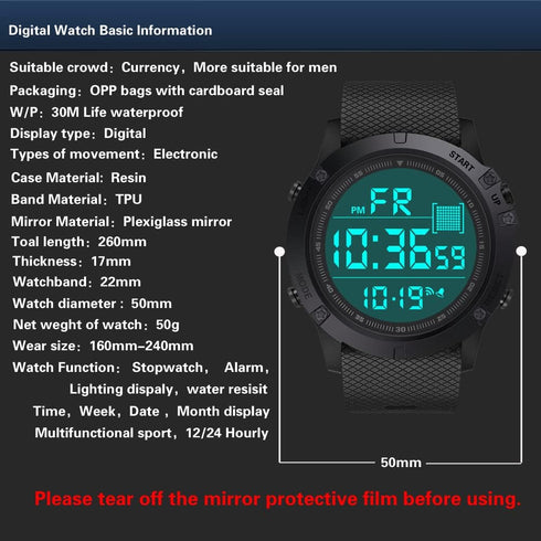 Men's Digital Sports Watch Military Electronic Waterproof Wrist Watches for Men with Stopwatch Countdown Timer Alarm Date LED Backlight...