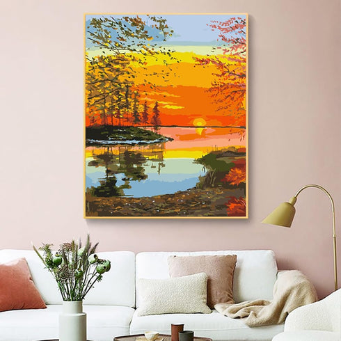 ZRIZQ Paint by Number for Adults Beginners,Sunset Tree Paint by Numbers Kits on Canvas,DIY Oil Painting Acrylic Paints for Home Wall Art Decor(12x...