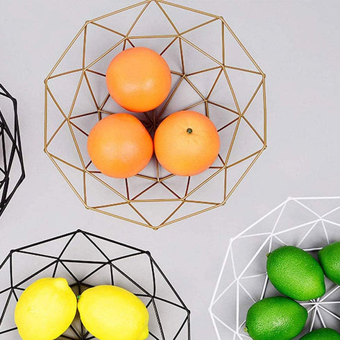 Geometric Metal Wire Fruit Bowl, Iron Arts Fruit Storage Baskets for Kitchen Counter (Gold, Normal)...